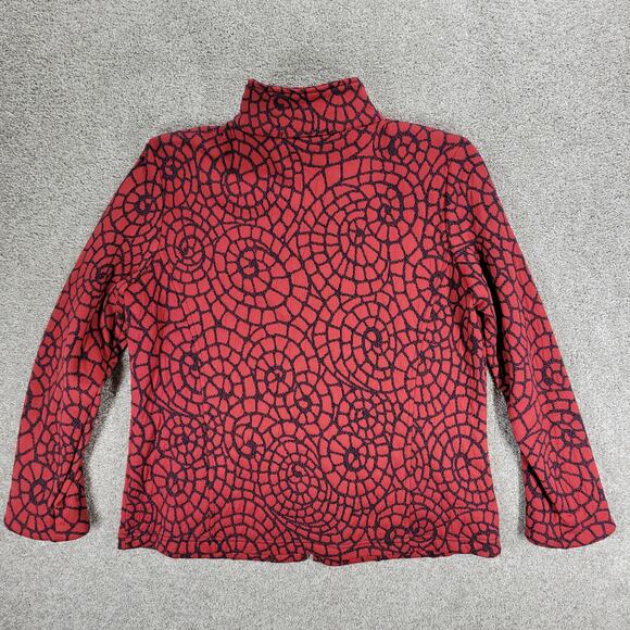 Vintage Rafael Sport Jacket Womens M Red‎ Black Printed Zip Up High Neck Pockets - Picture 13 of 15